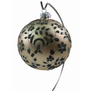 4" Department 56 Christmas Ball Bulb Ornament Champagne Flowers Vines Glitter